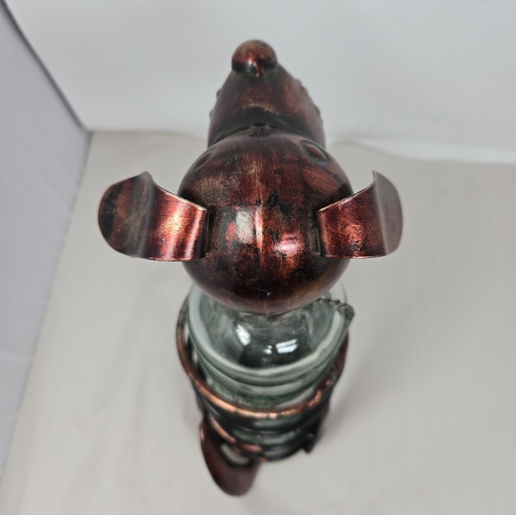 Deco Flair Cute Dog Patina Copper Wine Holder 13x6x4 (with a bottle) Flop Ears - Picture 5 of 13